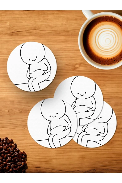 Panorama Ajans Minimal Göbekli Tasarım 4'lü Ahşap Bardak Altlığı ürün görseli 1