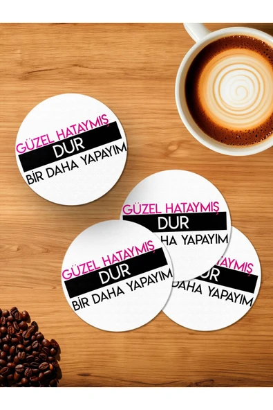 Panorama Ajans Komik Sözlü Güzel Hataymış 4'lü Ahşap Bardak Altlığı