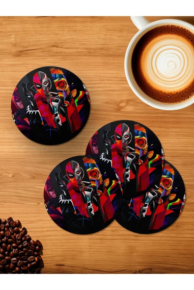 Panorama Ajans DC Marvel Karakter 4'lü Ahşap Bardak Altlığı ürün görseli 1