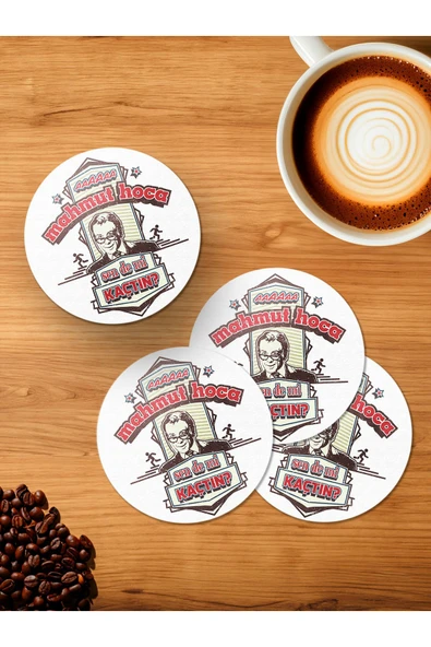 Panorama Ajans Mahmut Hoca 4'lü Ahşap Bardak Altlığı ürün görseli 1