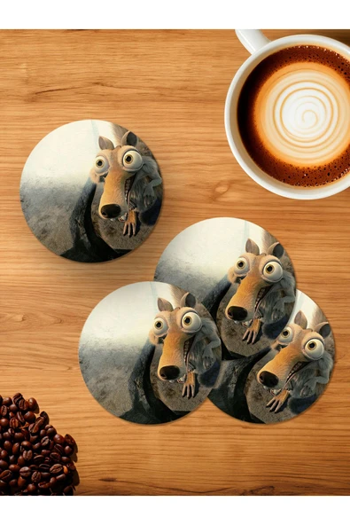 Panorama Ajans Buz Devri The Ice Age Sincap 4'lü Ahşap Bardak Altlığı