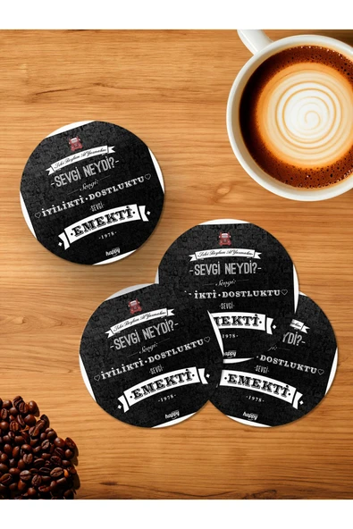 Panorama Ajans Selvi Boylum Al Yazmalım 4'lü Ahşap Bardak Altlığı ürün görseli 1