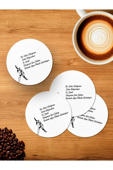 Panorama Ajans Motivasyon Sözü 4'lü Ahşap Bardak Altlığı ürün görseli 1