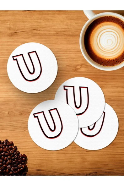 Panorama Ajans U Harfi 4'lü Ahşap Bardak Altlığı ürün görseli 1