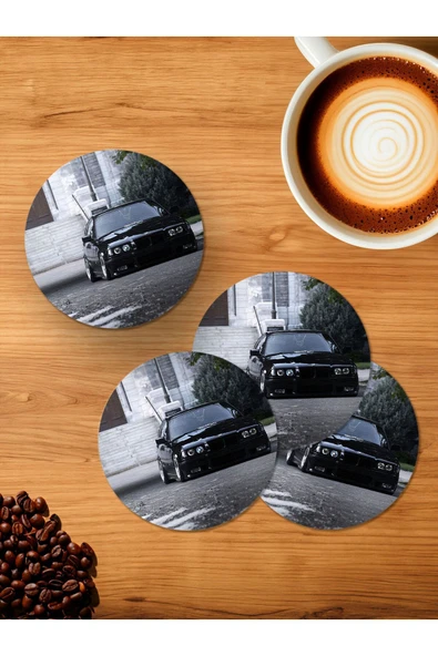 Panorama Ajans BMW E36 Siyah 4'lü Ahşap Bardak Altlığı ürün görseli 1