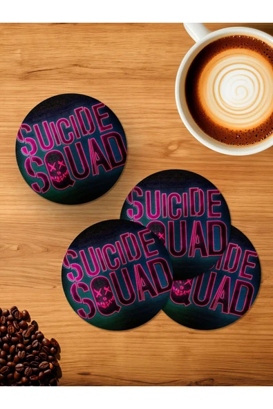 Panorama Ajans Suicide Squad DC Film Logo 4'lü Ahşap Bardak Altlığı ürün görseli 1