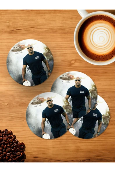 Panorama Ajans Dwayne Johnson The Rock 4'lü Ahşap Bardak Altlığı ürün görseli 1