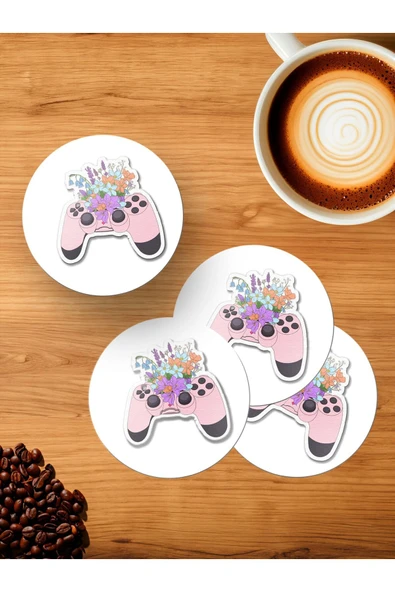 Panorama Ajans Gotik Oyun Konsolu Gamer 4'lü Ahşap Bardak Altlığı ürün görseli 1