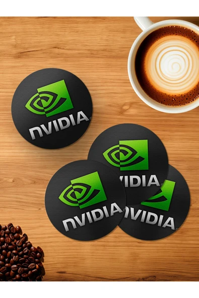 Panorama Ajans Nvidia logo Oyunculara Özel Gamer Ekran Kartı 4'lü Ahşap Bardak Altlığı ürün görseli 1