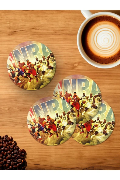 Panorama Ajans Basketbol 4'lü Ahşap Bardak Altlığı ürün görseli 1