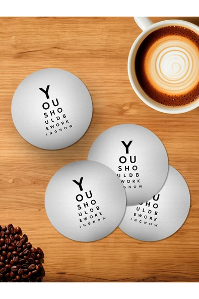 Panorama Ajans Ofis İş Arkadaşı Motivasyon 4'lü Ahşap Bardak Altlığı ürün görseli 1