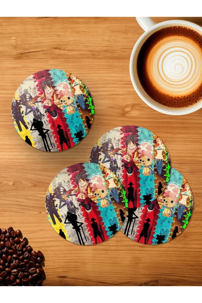 Panorama Ajans One Piece Anime 4'lü Ahşap Bardak Altlığı ürün görseli 1