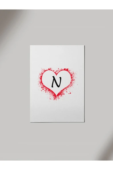 Panorama Ajans N Harfi Kalp Ahşap Poster Tablo ürün görseli 1