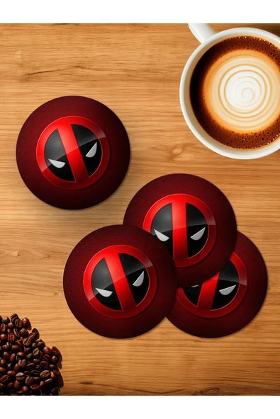 Panorama Ajans Deadpool Tasarım 4'lü Ahşap Bardak Altlığı ürün görseli 1