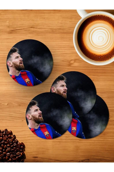 Panorama Ajans Futbolcu Messi Fotograf 4'lü Ahşap Bardak Altlığı ürün görseli 1