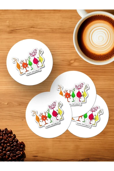 Panorama Ajans Ayt Tyt Öğrencilere Bilim Konulu Komik Sticker 4'lü Ahşap Bardak Altlığı ürün görseli 1