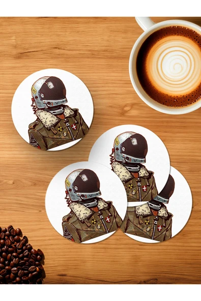 Panorama Ajans Cool Astronot 4'lü Ahşap Bardak Altlığı ürün görseli 1