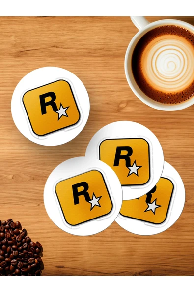 Panorama Ajans GTA severlere Rockstar Games Sticker 4'lü Ahşap Bardak Altlığı ürün görseli 1