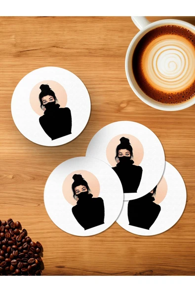 Panorama Ajans Tumblr Girl 4'lü Ahşap Bardak Altlığı ürün görseli 1