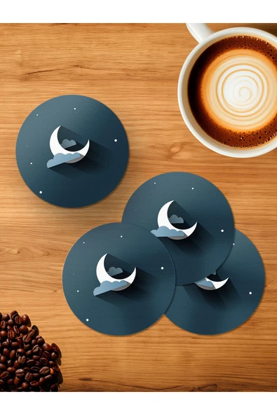 Panorama Ajans Night 4'lü Ahşap Bardak Altlığı ürün görseli 1