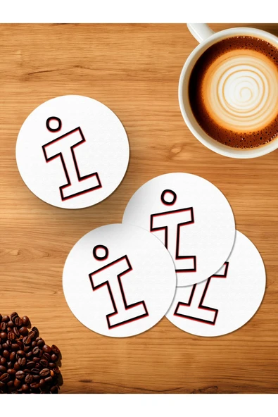 Panorama Ajans İ Harfi 4'lü Ahşap Bardak Altlığı ürün görseli 1