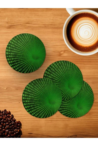 Panorama Ajans Yazılım Mühendisi Bir ve Sıfır 4'lü Ahşap Bardak Altlığı ürün görseli 1