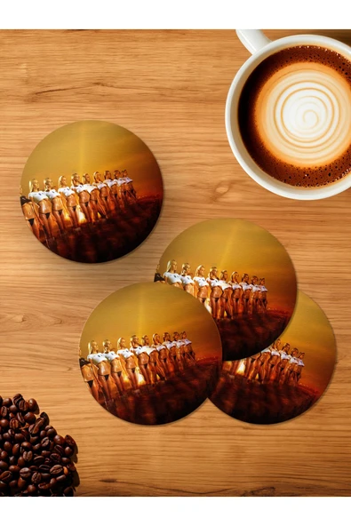 Panorama Ajans Kız Futbolcular 4'lü Ahşap Bardak Altlığı ürün görseli 1