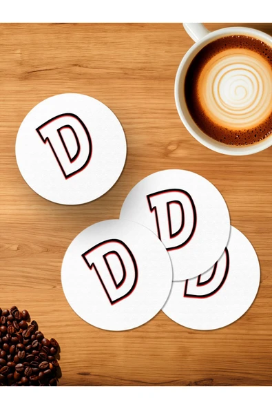 Panorama Ajans D Harfi 4'lü Ahşap Bardak Altlığı ürün görseli 1