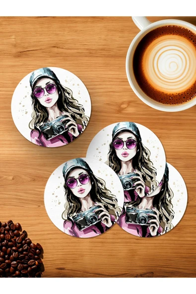 Panorama Ajans Tumblr Fotoğrafçı Kız 4'lü Ahşap Bardak Altlığı ürün görseli 1