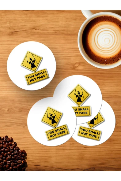 Panorama Ajans Yüzüklerin Efendisi Severlere Gandalf Geçiş Yok Tasarım 4'lü Ahşap Bardak Altlığı ürün görseli 1