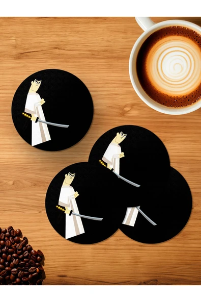 Panorama Ajans Çizgi Dizi Samurai Jack Tasarım 4'lü Ahşap Bardak Altlığı ürün görseli 1