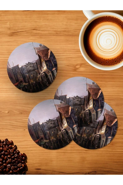 Panorama Ajans Eski Şehir 4'lü Ahşap Bardak Altlığı ürün görseli 1