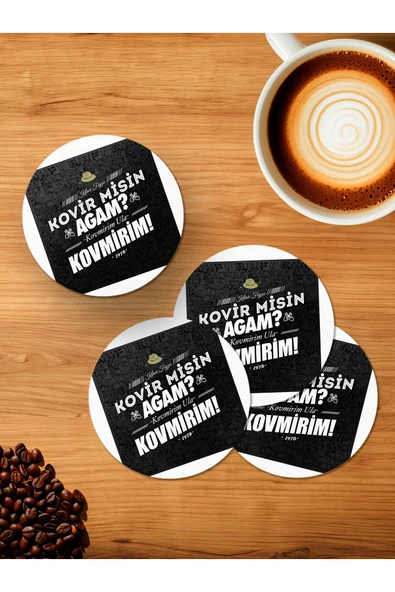 Panorama Ajans Çarşambaca Kovir Misin Agam 4'lü Ahşap Bardak Altlığı ürün görseli 1