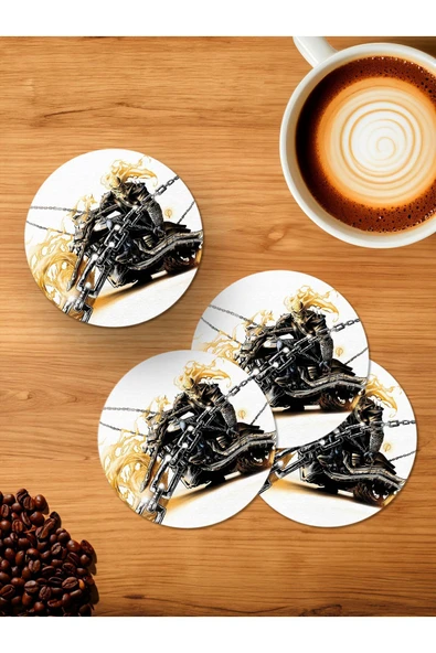 Panorama Ajans Ghost Rider Hayalet Sürücü 4'lü Ahşap Bardak Altlığı ürün görseli 1