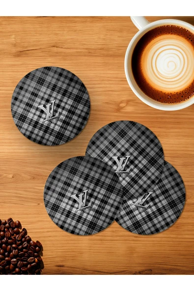Panorama Ajans LV Resmi Kurumsal Ofis Hediye 4'lü Ahşap Bardak Altlığı ürün görseli 1
