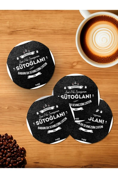 Panorama Ajans Süt Kardeşler 4'lü Ahşap Bardak Altlığı