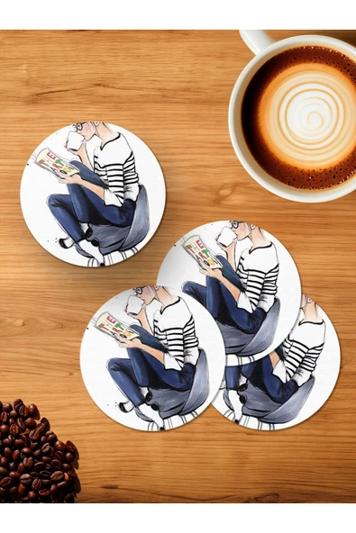Panorama Ajans Girl 4'lü Ahşap Bardak Altlığı ürün görseli 1