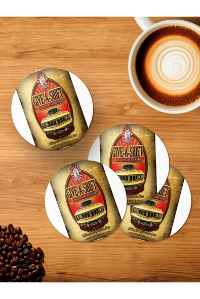 Panorama Ajans Gıve A Shıft 4'lü Ahşap Bardak Altlığı ürün görseli 1