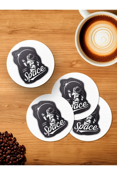 Panorama Ajans I Need More Space 4'lü Ahşap Bardak Altlığı ürün görseli 1