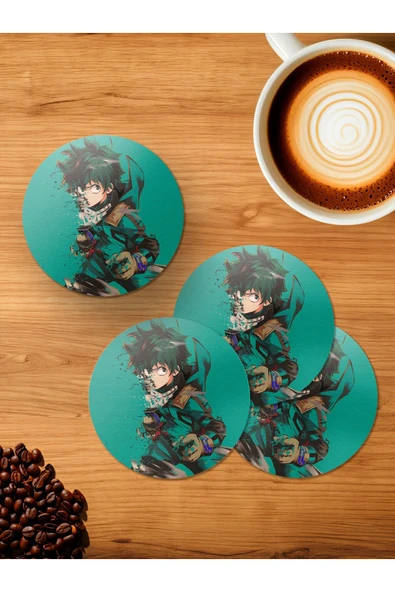Panorama Ajans My Hero Akademi izuku midoriya Anime 4'lü Ahşap Bardak Altlığı ürün görseli 1