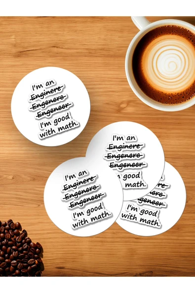 Panorama Ajans Mühendis Değilim Matematikçiyim Gotik Sticker 4'lü Ahşap Bardak Altlığı ürün görseli 1