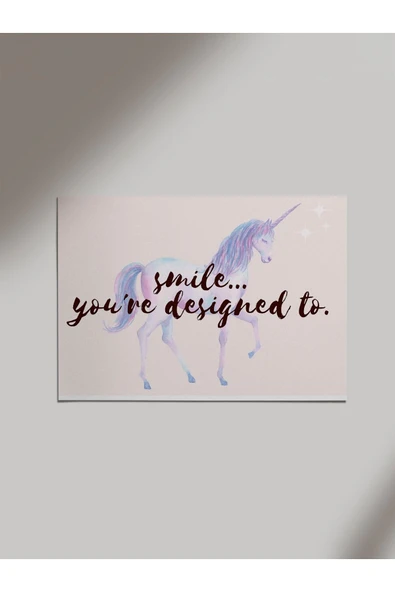 Panorama Ajans Unicorn Motto Gülümse Mutlu Ol Sevgili Ahşap Poster Tablo ürün görseli 1