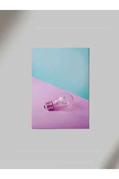 Panorama Ajans Minimal Ampul Pink Blue Tasarım Ahşap Poster Tablo ürün görseli 1