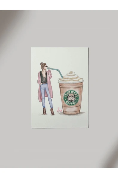 Panorama Ajans Star Wars Coffee Pink Tasarım Ahşap Poster Tablo ürün görseli 1