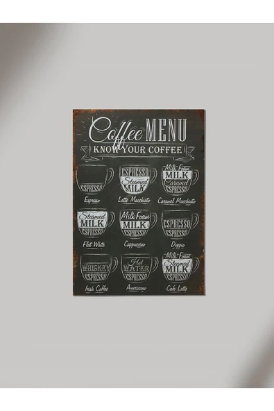 Panorama Ajans Coffe Menu Ahşap Poster Tablo