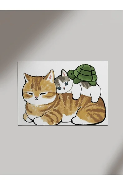 Panorama Ajans Cat And Turtle Ahşap Poster Tablo ürün görseli 1