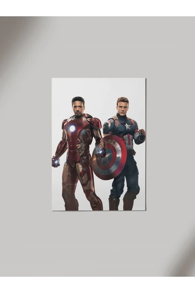 Panorama Ajans Iron Man Ve Kaptan Amerika Marvel Ahşap Poster Tablo ürün görseli 1