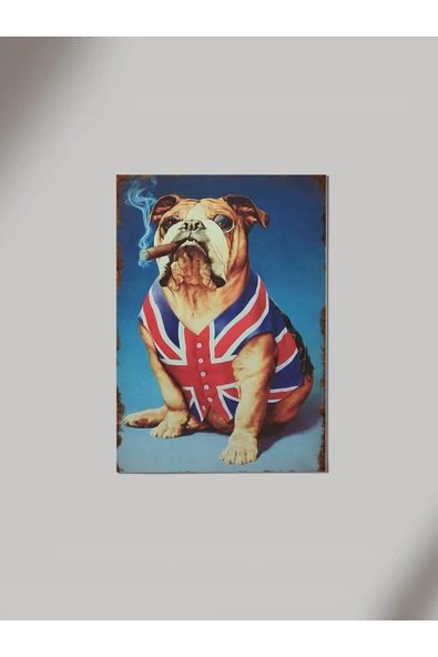 Panorama Ajans Amerika Bayraklı Köpek Ahşap Poster Tablo ürün görseli 1