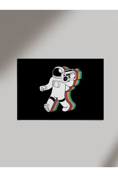 Panorama Ajans Cool Retro Astronot Ahşap Poster Tablo ürün görseli 1