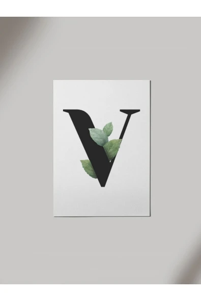 Panorama Ajans V Harfi Yeşil Yapraklı Ahşap Poster Tablo ürün görseli 1